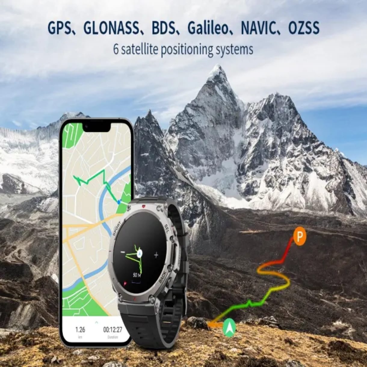 Montre connectée – Batterie Longue Durée, GPS Intégré, Résiste à 50 m de Profondeur